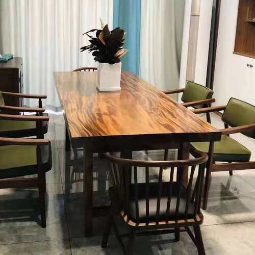 简约餐实木茶桌办k公桌原木巴新花书桌胡桃木茶电脑大板中式现代