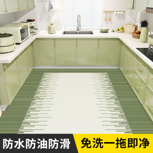 厨房绿色地垫防滑防油p可擦免洗地毯pvc防水脚垫整铺家用耐脏垫子