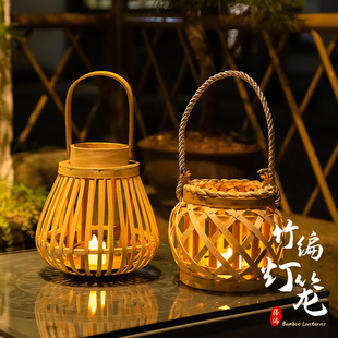 中式古风中秋节灯笼竹编小灯笼汉服拍照手提灯笼桌面摆件灯笼道具