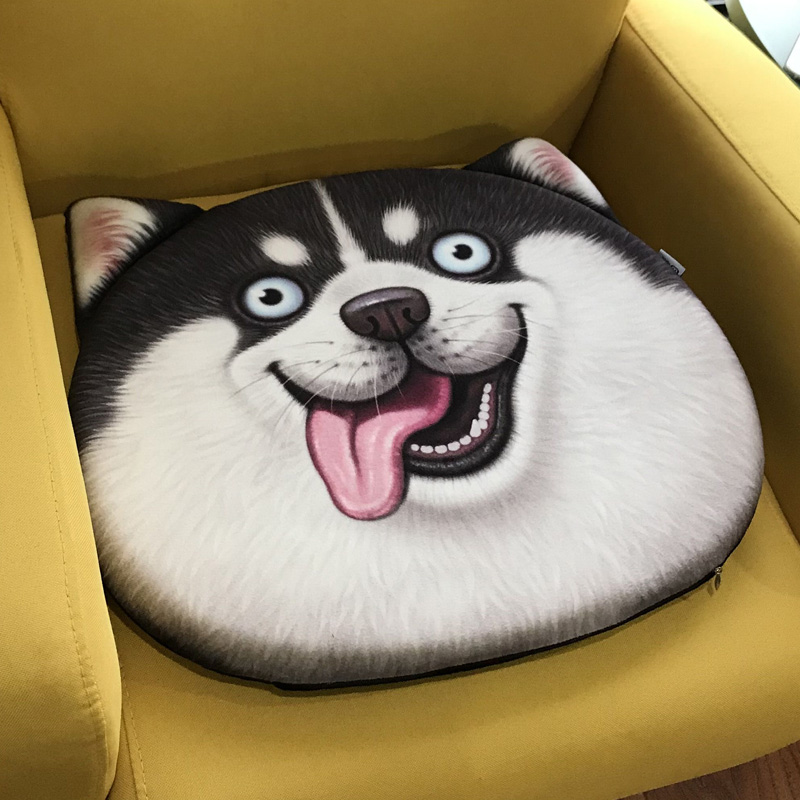 3D二哈坐垫doge神烦狗头座椅垫柴犬屁股垫创意哈士奇飘窗垫打坐垫