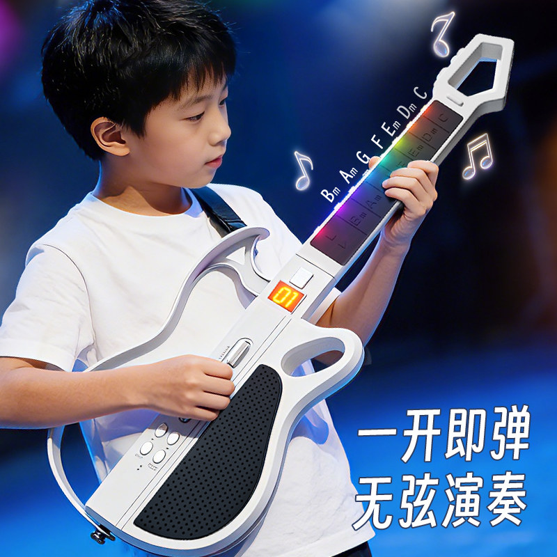 新款多功能无弦吉他DJ自动挡弹唱蓝牙智能电子琴可折叠儿童玩具女