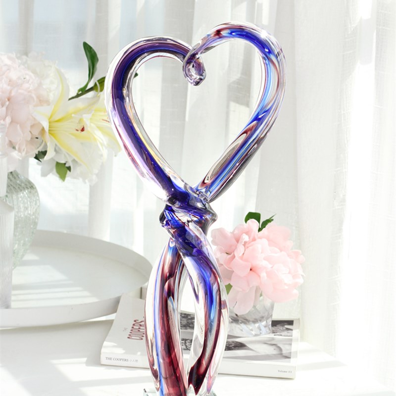 意器 轻奢琉璃抽象爱心装饰摆件A书房书桌创意摆设品家具展厅软装