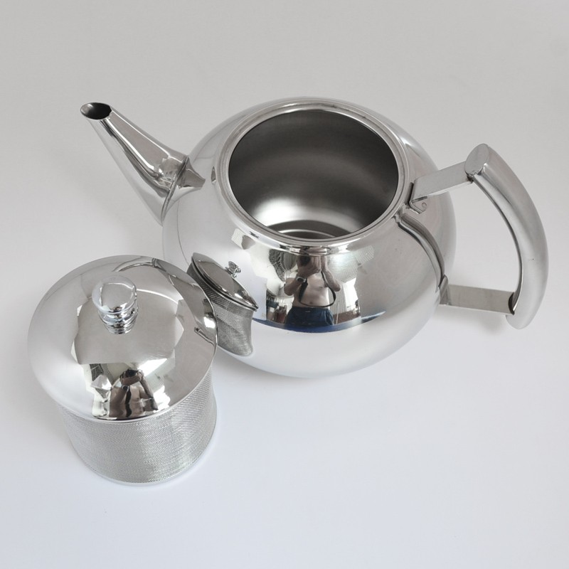加厚不锈钢茶壶咖啡壶泡茶壶带过滤网酒店餐厅饭店家用电磁炉1L2L