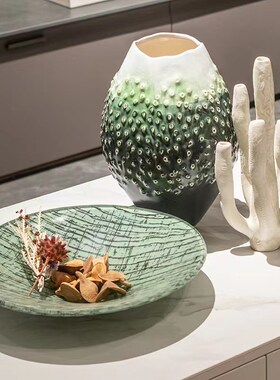 现代高级感肌理摆件客厅果盘海洋风创意珊瑚装饰品树脂花器摆设品