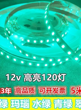led灯带12v玛尔斯绿玛瑙水冰青荧光绿色8mm宽高亮120珠网吧咖软条