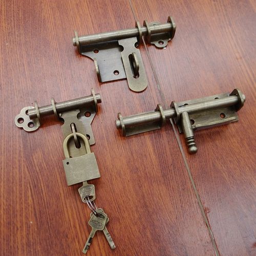 纯黄铜插销门栓防盗木门房门卫生间插锁免打孔老式推拉门加厚锁扣