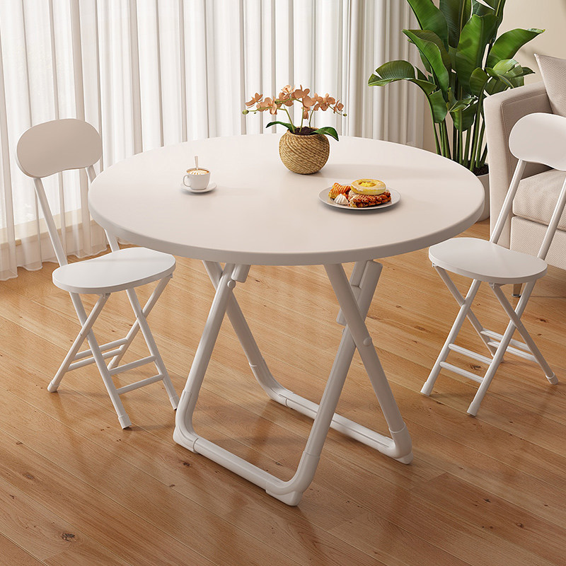折叠桌子家用小户型吃饭小圆桌便携式阳台桌椅组合出租屋简易餐桌