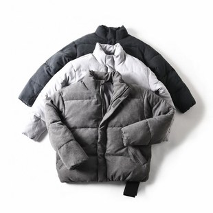新款复古桃皮绒潮流绗缝加厚保暖立领棉衣棉服外套男女秋冬面包服