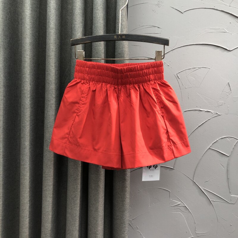 糖果色松紧腰休闲短裤女洋气夏季B百搭显瘦宽松a字运动阔腿热裤潮