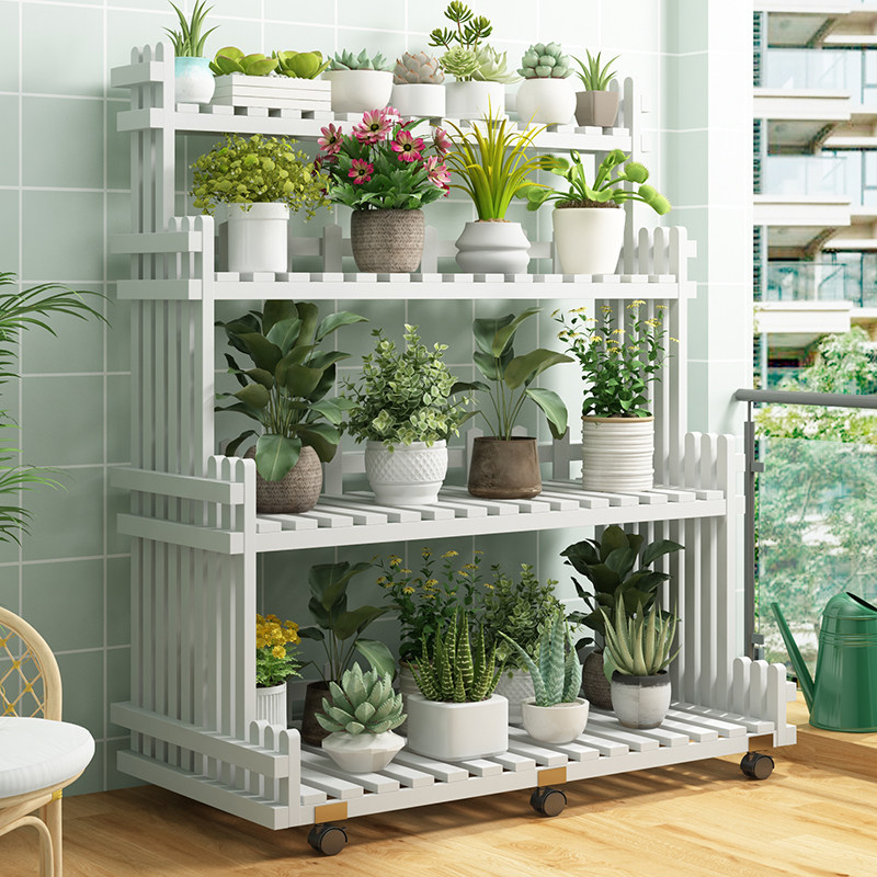 花架子实木多层室内阶梯客厅多肉绿萝盆栽架阳台置物架落地式白色