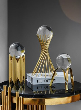 北欧轻奢高档水晶球摆件客厅玄关电D视酒柜现代简约创意家居装饰