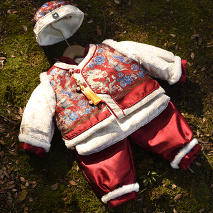 拜年服男宝宝新年女童汉服周岁抓周衣服婴幼儿中国风喜庆唐装套装