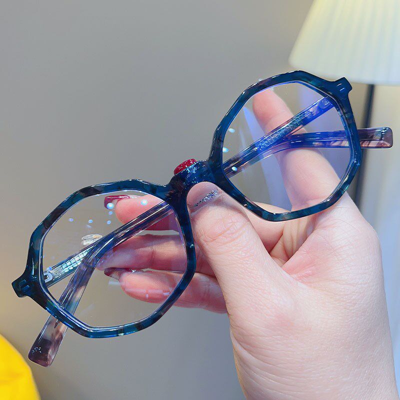 简丹百搭手工板材眼镜框架男女时尚复古多边形Q防蓝光配近视变色