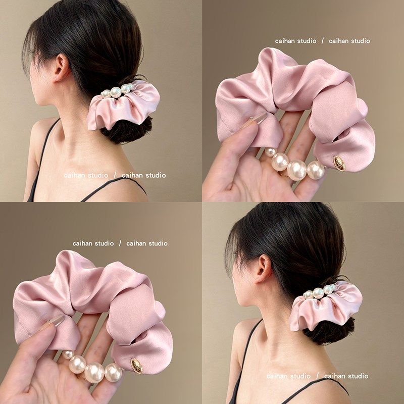 颜值担当~温柔气质缎面珍珠发圈低马尾头绳女高级感盘发旅行皮筋,户外/登山/野营/旅行用品,旅行发卡,淘宝优惠券,粉丝福利购,淘宝优惠卷