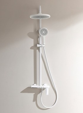 枪灰色简约钢琴键淋浴花洒套装酒店家用置物架冷热增压沐 浴奶油