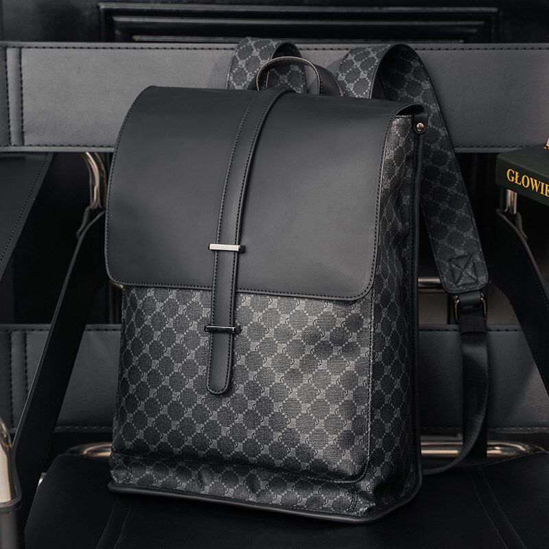 休闲双肩包男包潮牌背包复古花纹潮流青年大容量电脑包学生书包