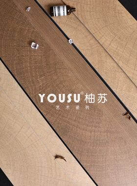 复古年轮木纹砖客厅卧室原木色仿实木地板砖日式民宿酒店防滑瓷砖