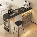 意式 极简伸缩吧台一体小户型客厅实木隔断柜可折叠岩板咖啡桌岛台