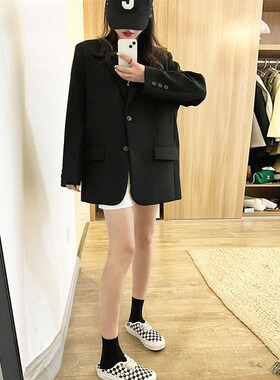 高级感黑色西装外套女20t22春季新款韩版气质显瘦宽松休闲小西服