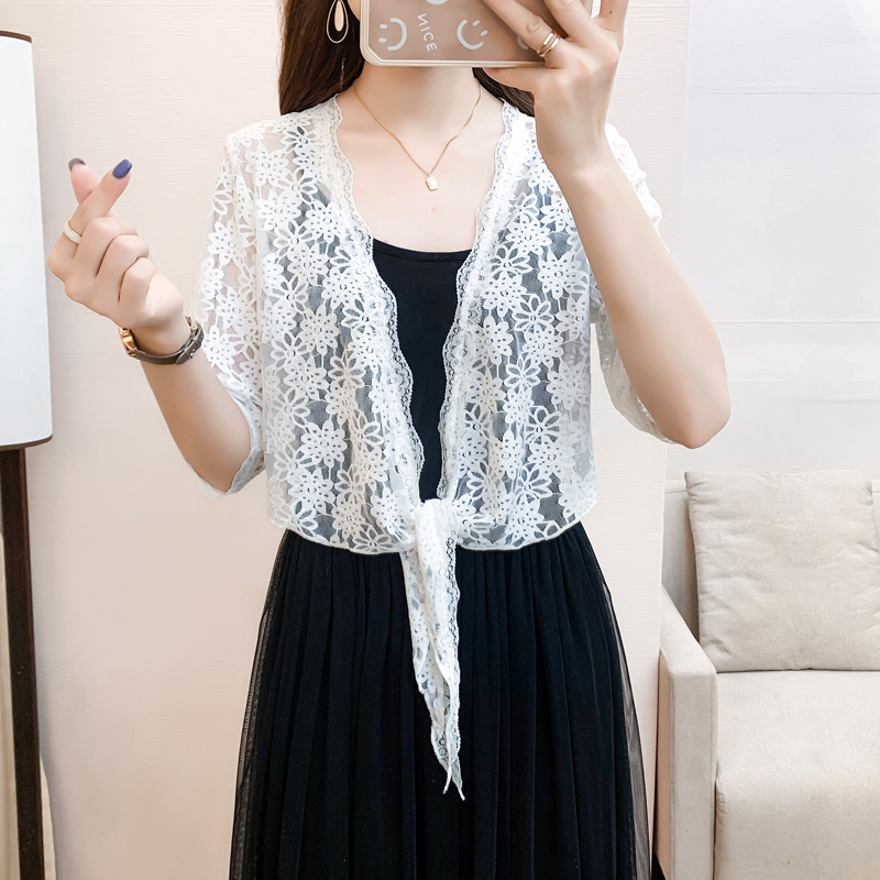 蕾丝小外套女薄款夏季新款百搭防晒衣女短款大码旗袍裙子外搭开衫