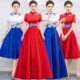 青花瓷旗袍大合唱团演出服女长裙主持指挥晚礼服中国风红歌比赛服