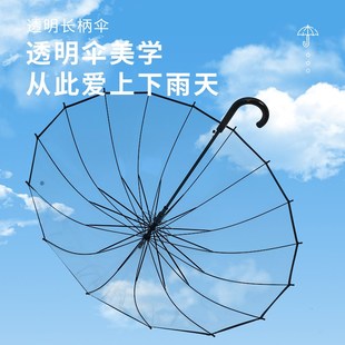 透明雨伞成人儿童长柄伞大高颜值加大加固网红手绘DIY定制透明伞