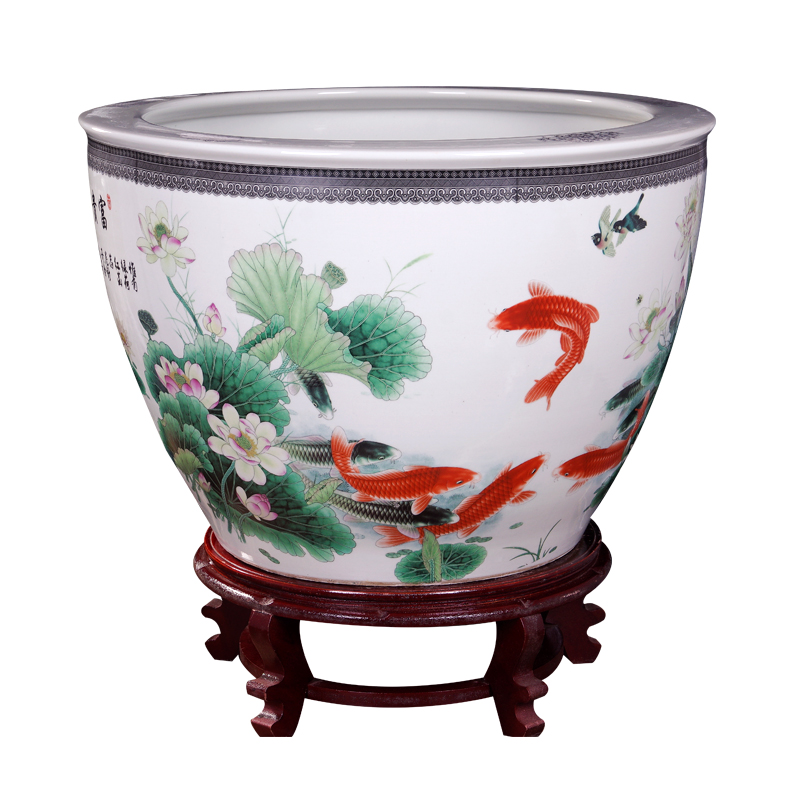 景德镇陶瓷花盆青花特大号园艺果树盆栽超大口径户外落地铁树盆景