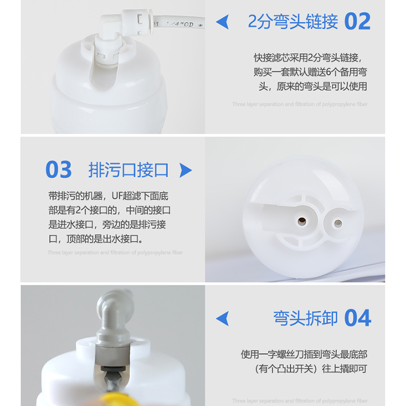 净水器超滤膜滤芯韩式快接一体UF中控纤维膜通用家用超滤机过滤器