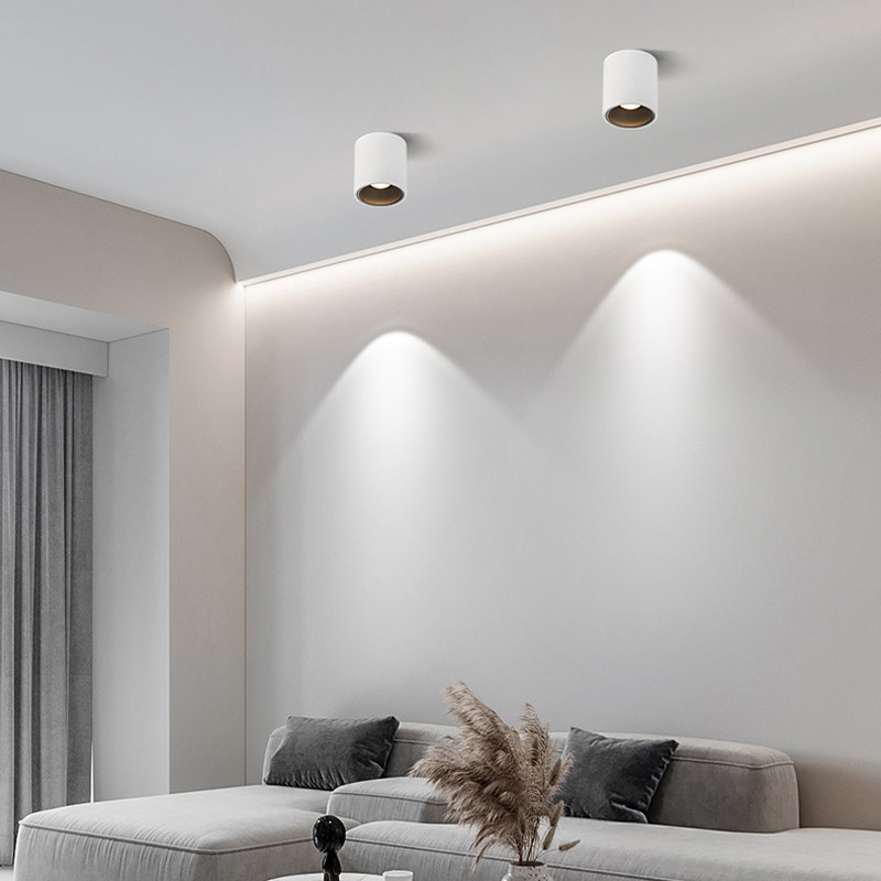 明装单头圆形射灯led吸顶式斗胆灯客厅卧室方形无主灯,家装灯饰光源,明装射灯,淘宝优惠券,粉丝福利购,淘宝优惠卷