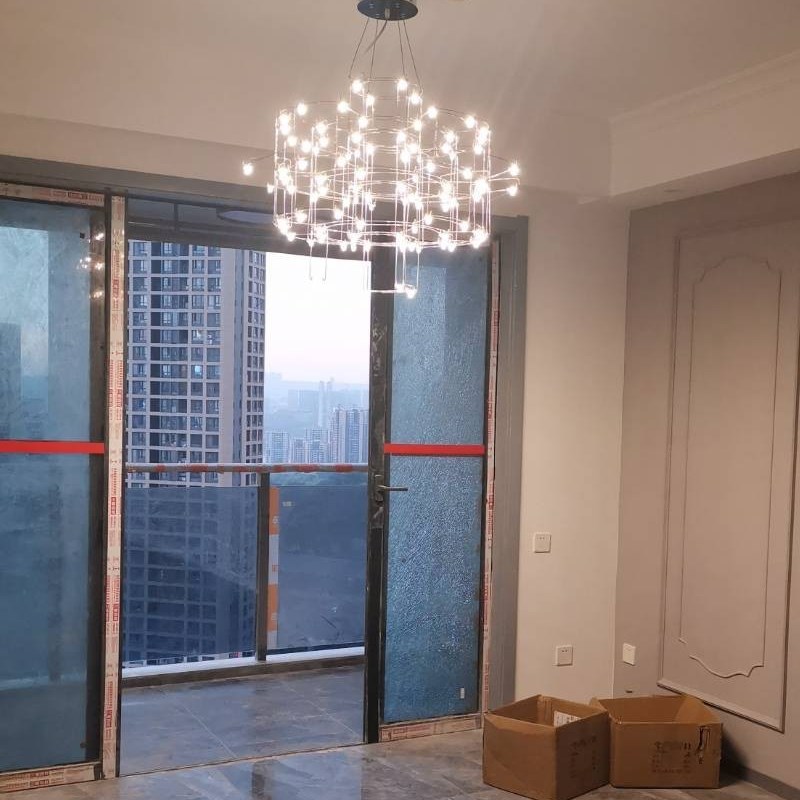 光立方满天星萤火虫客厅吊灯设计师样板房展厅不锈钢艺术异型灯具