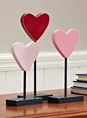 创意实木五角星摆件桌面装饰品工艺品玄关爱心北欧儿童房卧室摆设