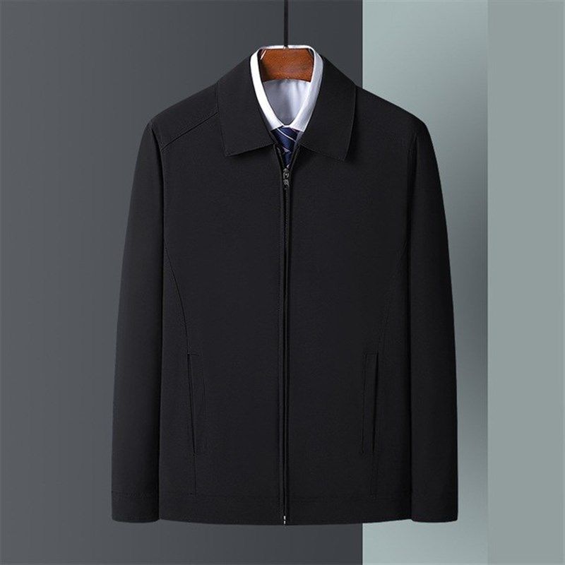 高档男装秋季中老年男红色休闲夹克爸爸本命年酒红色外套夹克衫男