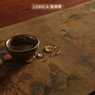 桌旗防水古典茶席茶台布艺长条茶桌茶几桌布 骆易家洛神赋图新中式