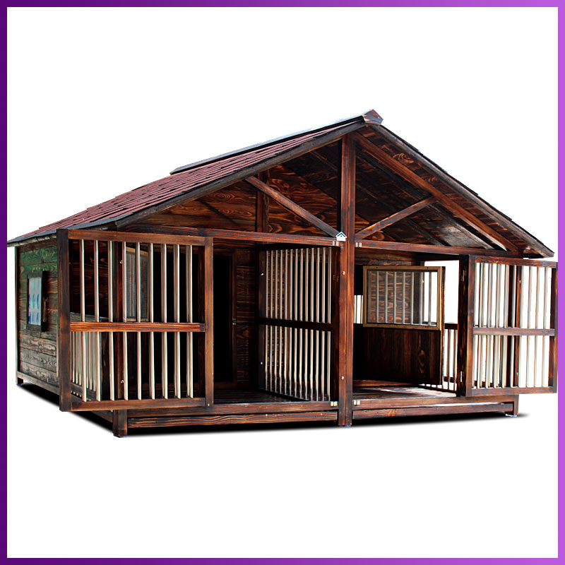 夏季狗房子户外防雨狗屋大型犬舍碳化防腐狗别墅金毛实木狗窝狗笼