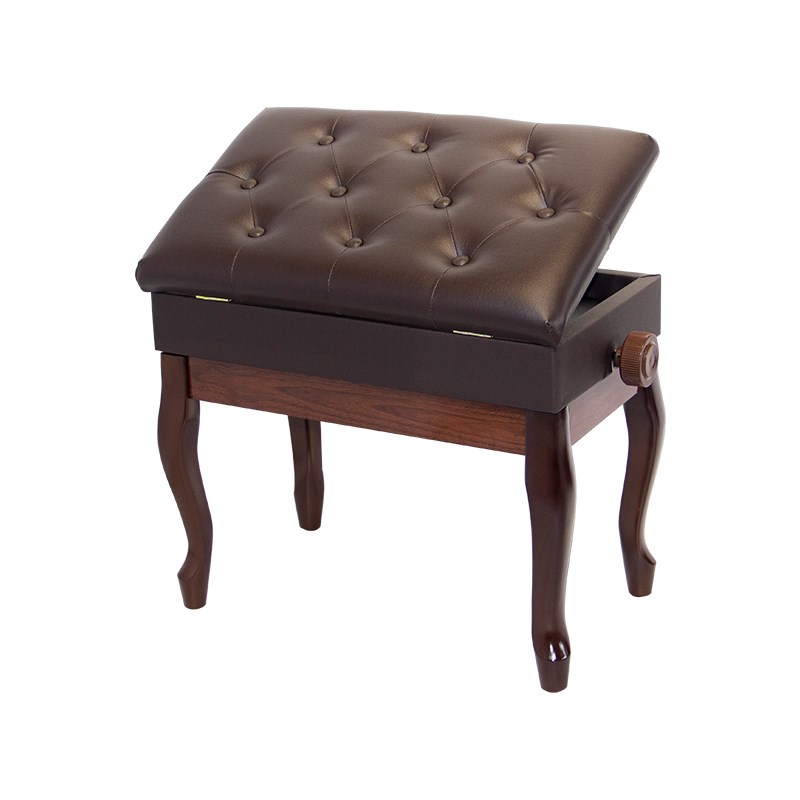 钢琴凳实木烤漆单双人升降练琴凳可调节带书箱胡桃色弯腿古筝凳