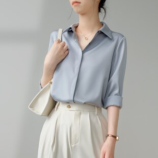 古蒂歌气质衬衫女长袖职业装百搭2024秋季休闲衬衣高档白色女衬衫