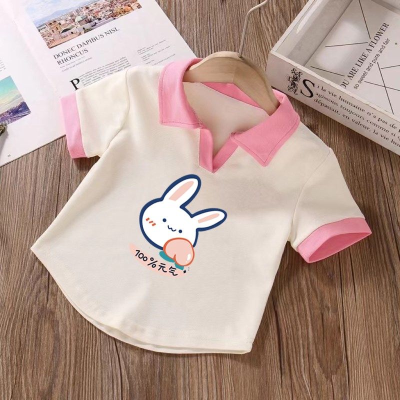 纯棉女童装拼色POLO衫夏季儿童宝宝卡通动漫洋气短袖T恤翻领上衣,童装/婴儿装/亲子装,儿童POLO衫,淘宝优惠券,粉丝福利购,淘宝优惠卷