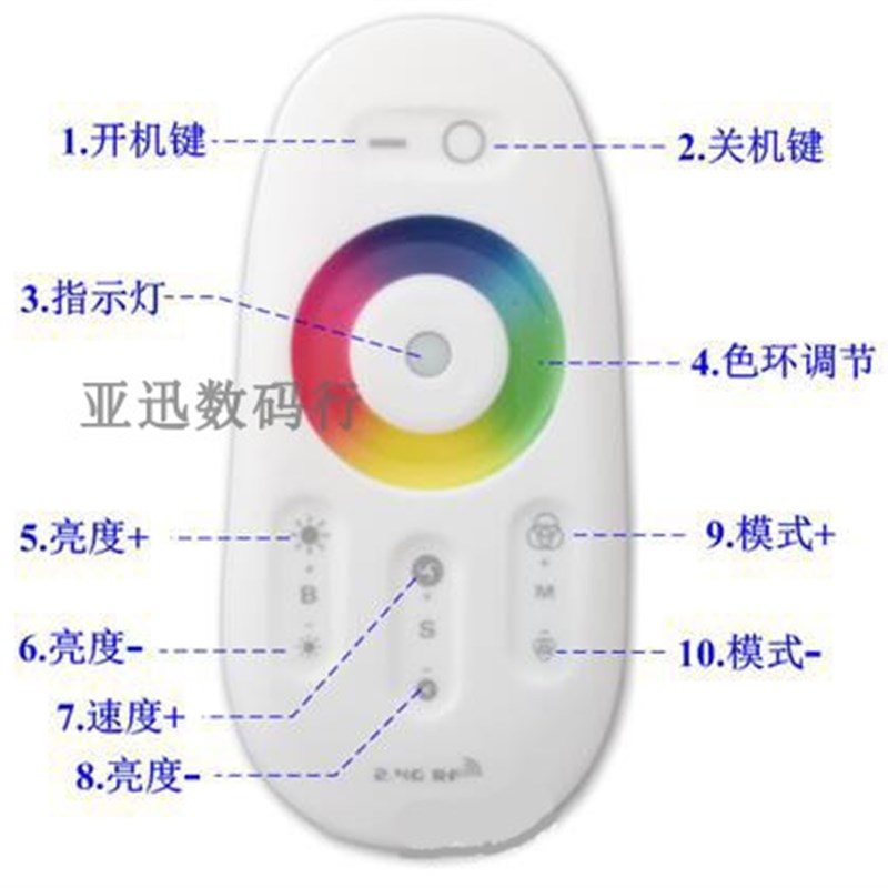 LED七彩RGB智能2.4G无线射频30A大功率全触摸控制器 调光器
