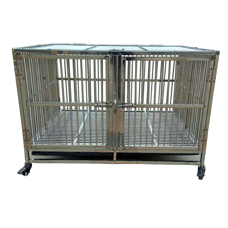 宠物子母笼加厚不锈钢双门狗笼大中小型犬通用202a304加厚不锈钢