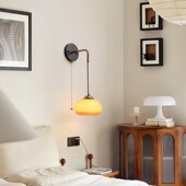 奶油风卧室床头壁灯中古vintage侘寂复古阳台过道走廊背景墙灯具