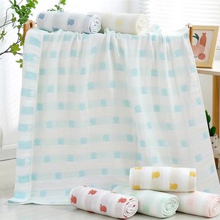 贝瑞拉吸水六层竹棉纱布四季浴巾婴儿浴巾盖毯新生儿超软宝宝浴巾