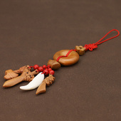 中国结红绳桃木平安扣挂件刀剑斧夜路随身吊坠男女护佑书包挂饰