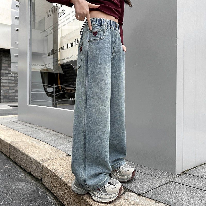 女童牛仔裤春秋款2025新款春季儿童中大童裤子女孩春装宽松阔腿裤,童装/婴儿装/亲子装,裤子,淘宝优惠券,粉丝福利购,淘宝优惠卷