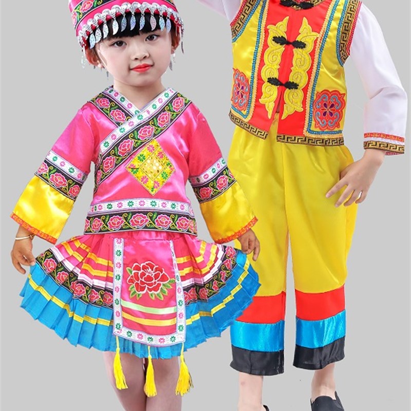 六一拉祜族男女童演出服幼儿少数民族服装儿童拉祜族德昂族舞蹈服