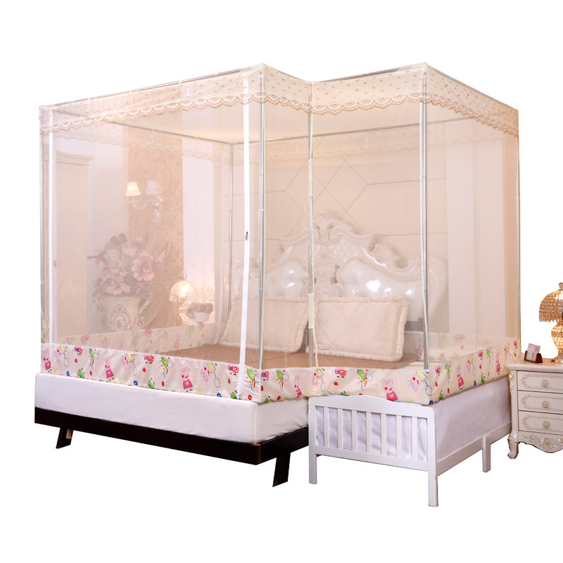 订制拼床加宽防摔超大儿童床蚊帐拼床合并三开门塌塌米坑床蚊帐