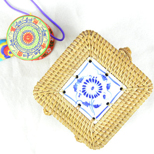 广西壮族农民手工藤竹编带盖小方盒 民间特色工艺品收纳盒礼盒装