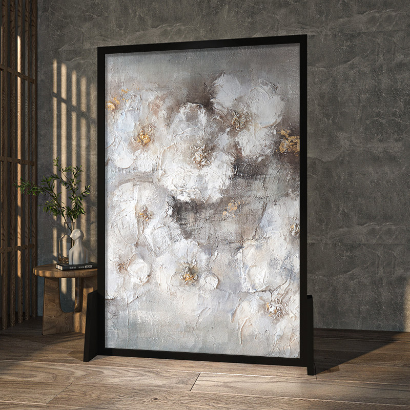 北欧风美式屏风入户装饰玄关隔断客厅卧室遮挡办公室移动实木座屏