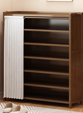 简约防尘鞋柜一体柜多层楠竹鞋架家用门口鞋橱入户收纳玄关隔断柜