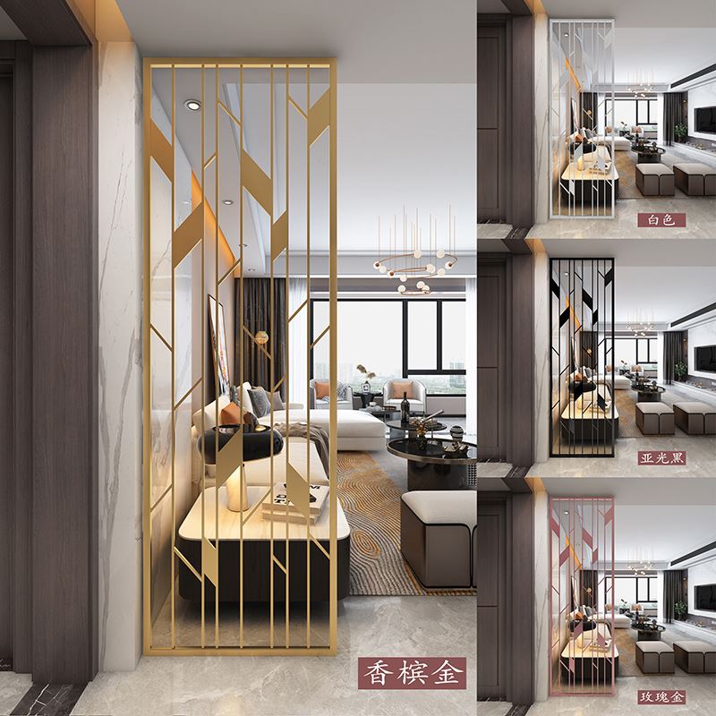 北欧铁艺屏风隔断入户玄关金属风网红餐客厅装饰办公室镂空墙屏风