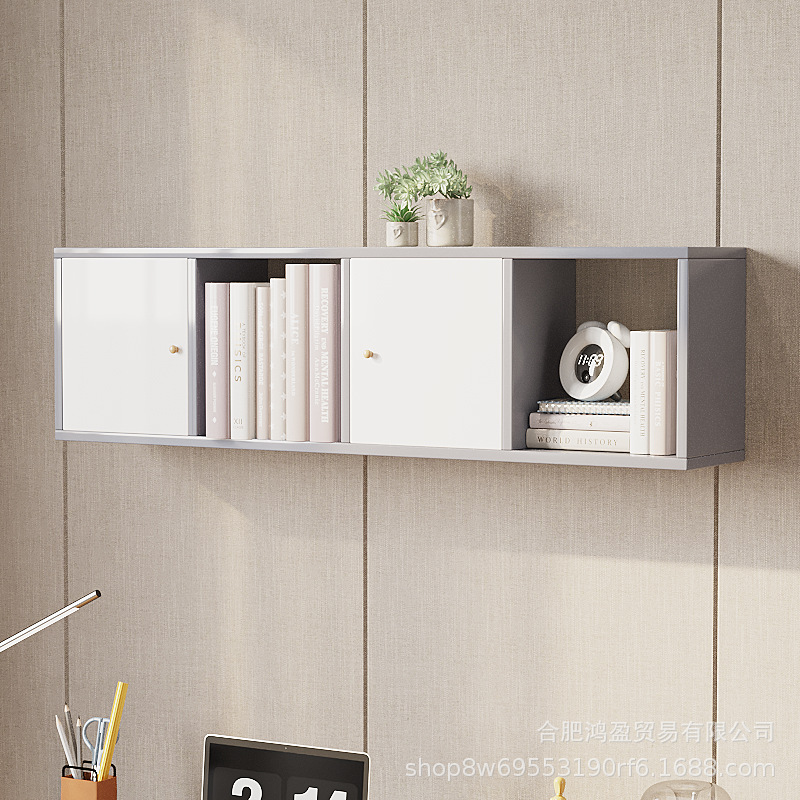 墙上置物架墙壁储物柜子壁挂收纳吊柜卧室壁柜北欧简约实木书架